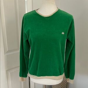 😍 Cutest Lacoste Green Velour Pullover Sweater
